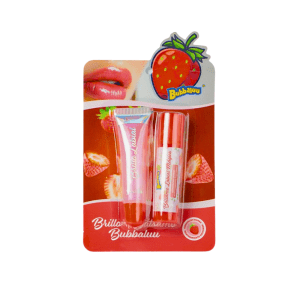 Pack Bubbaluu brillo y bálsamo frutilla Brillo labial Bubbaluu frutilla Bálsamo labios Bubbaluu frutilla