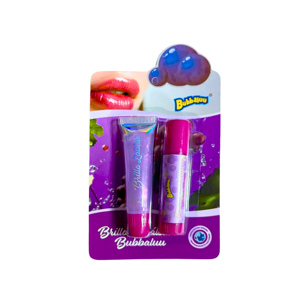 Pack Bubbaluu brillo y bálsamo uva Brillo labial Bubbaluu uva Bálsamo labios Bubbaluu