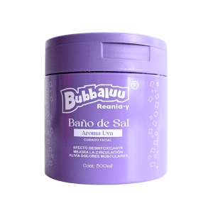 Baño de sal facial Bubbaluu aroma uva 500ml Exfoliante facial Bubbaluu limpieza profunda Producto Bubbaluu exfoliación facial uva