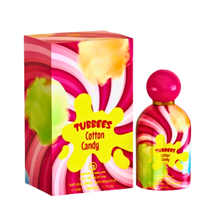 Perfume Tubbees Cotton Candy con fragancia dulce de algodón de azúcar en envase moderno y colorido
