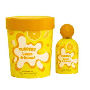 Perfume Tubbees Lemon A-licious con fragancia cítrica de limón en envase moderno y fresco